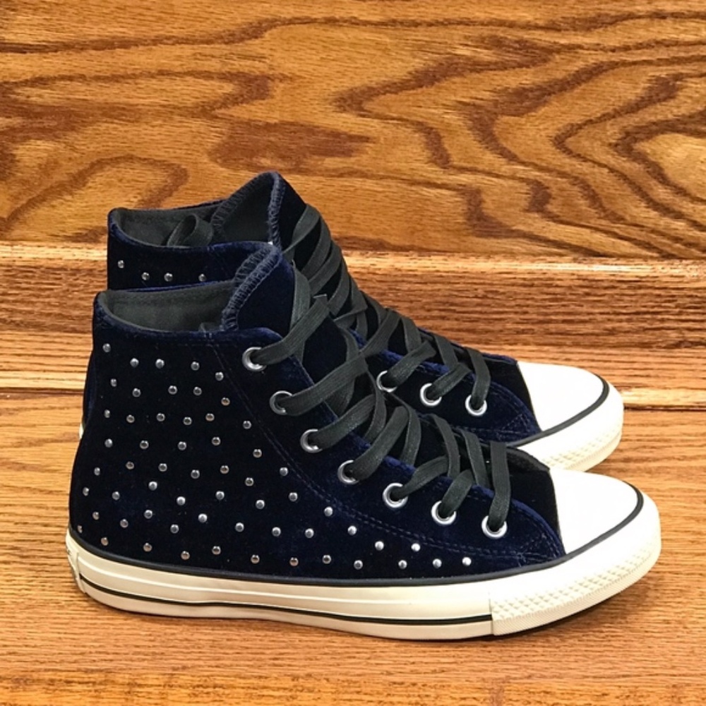 Converse CTAS Hi Eclipse Black Turtledove Velvet‎ Stud Shoes - Picture 3 of 6